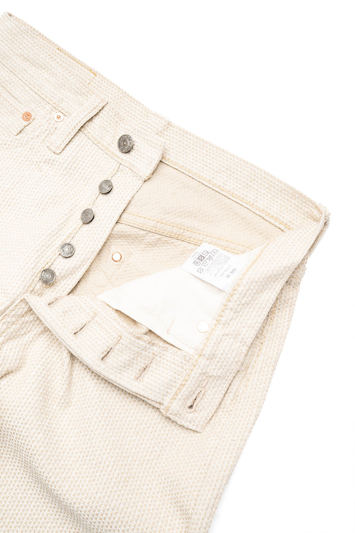 1178-IV Sashiko Pants Regular Fit Wash - Ivory x Beige Sashiko