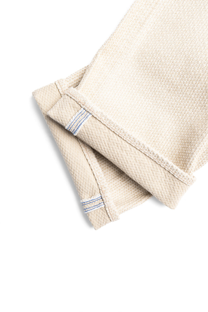 1178-IV Sashiko Pants Regular Fit Wash - Ivory x Beige Sashiko