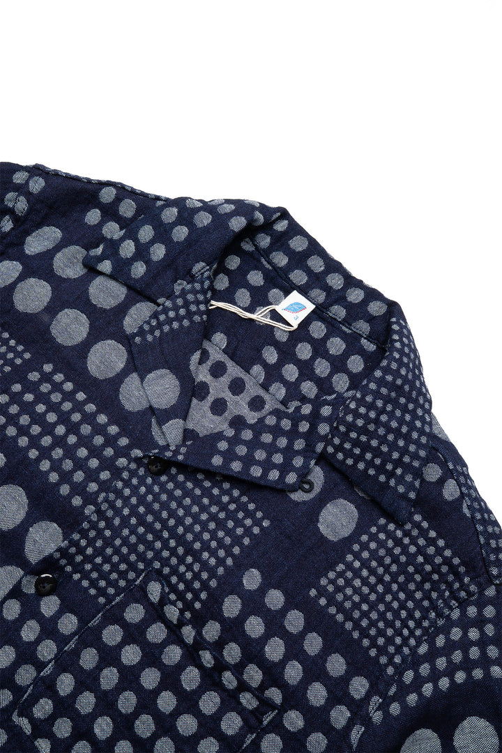 SS-2232-1 Jacquard Open Collar Short Sleeve Shirt - Random Dots