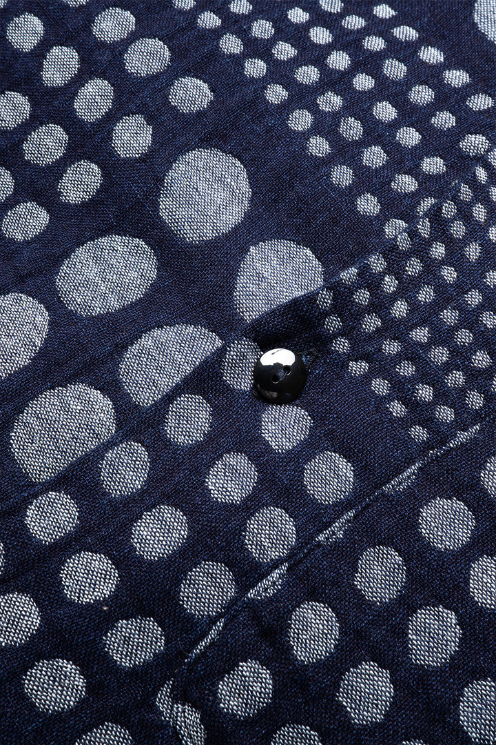 SS-2232-1 Jacquard Open Collar Short Sleeve Shirt - Random Dots