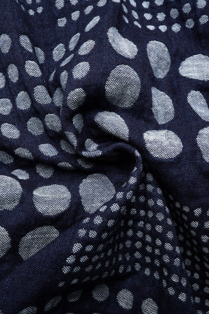 SS-2232-1 Jacquard Open Collar Short Sleeve Shirt - Random Dots
