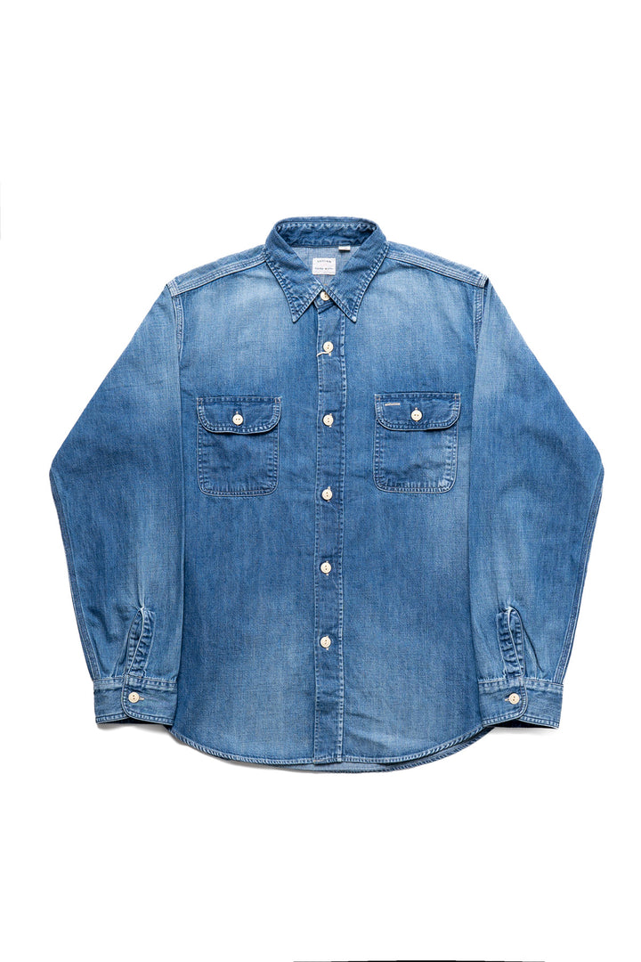 Blue Denim Work Shirt - Aged Model