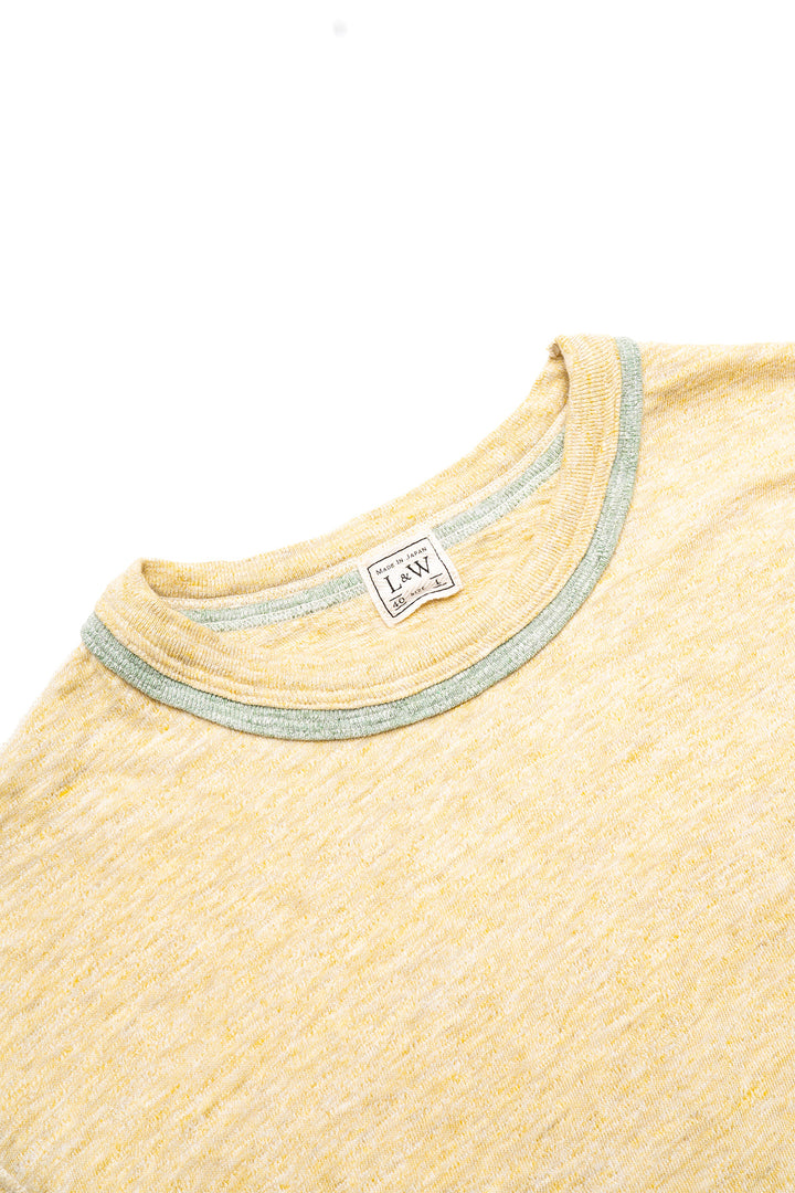 Heather Slub Cotton Double Binder Pocket Crewneck - Old Mustard