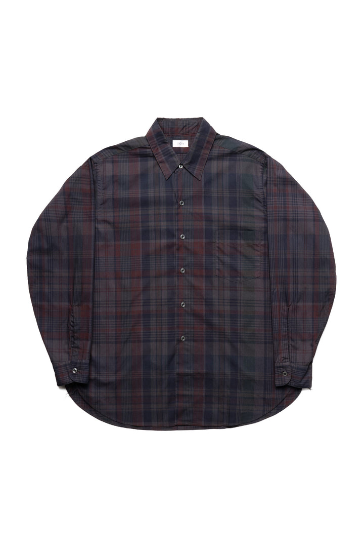 Regular Collar long sleeve shirt (Madras Overdye) - Grey