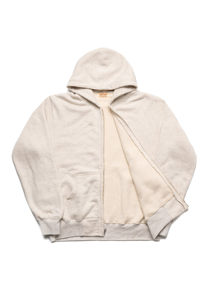 Set-in Zip Sweat Parka Thermal Lining Sweater - Oatmeal