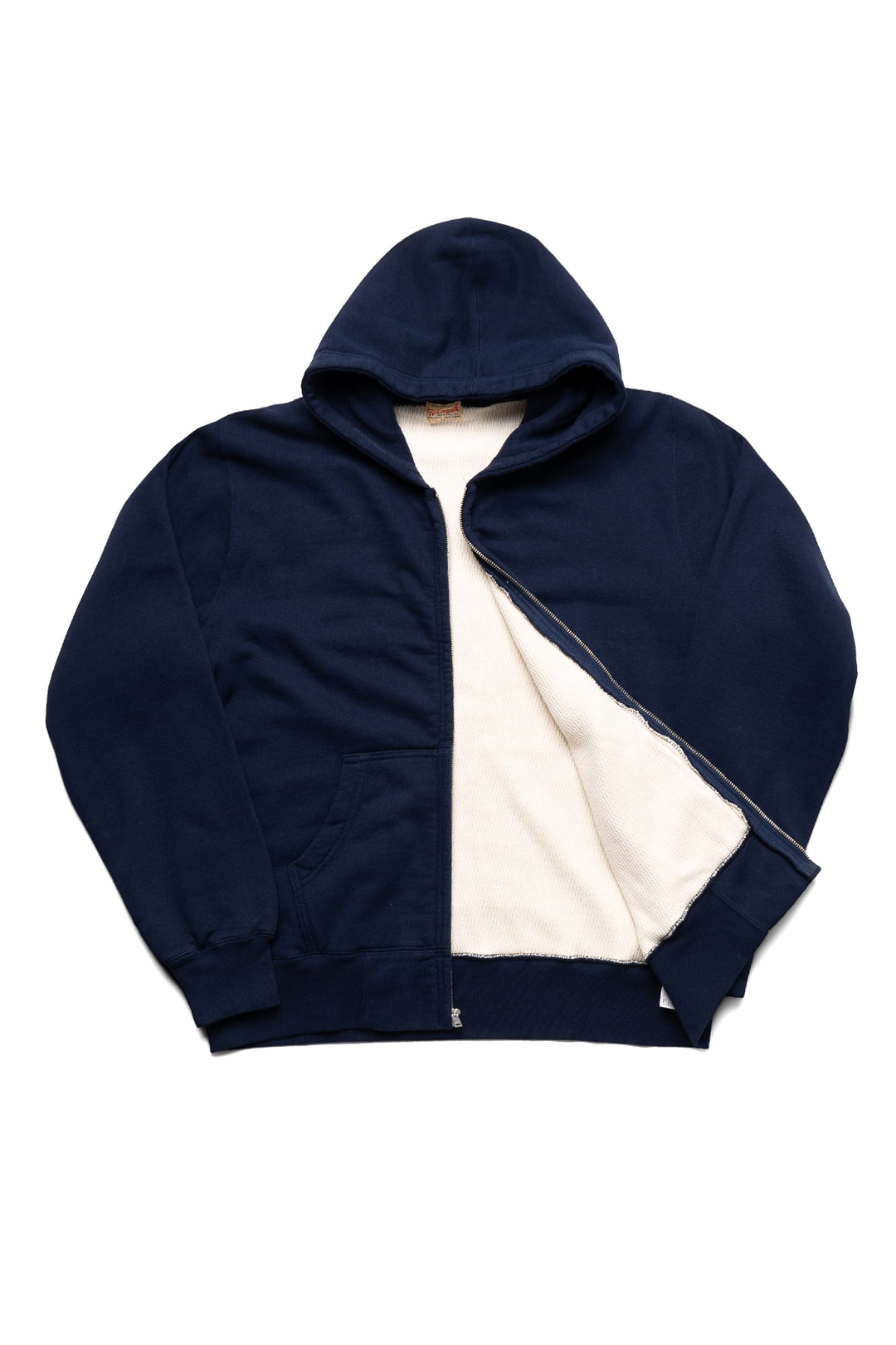 Set-in Zip Sweat Parka Thermal Lining Sweater - Navy