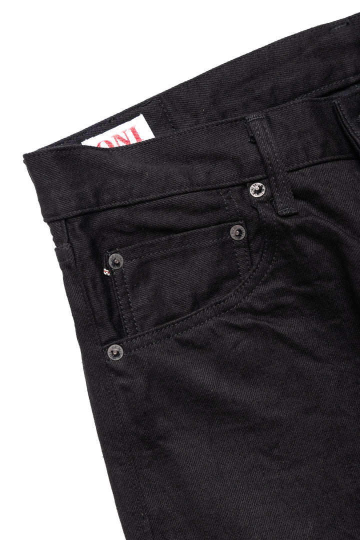 642-13BK 13oz Jet Black Denim Relax Tapered