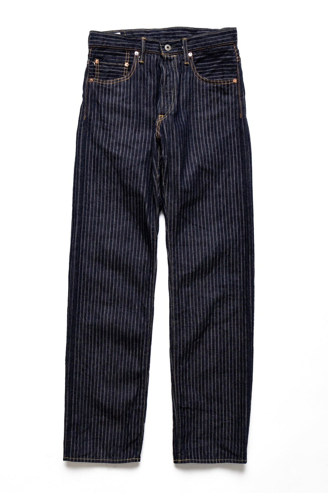 ONI-022-HJS Relax Straight Drop Needle Stitching Jacquard Striped Denim