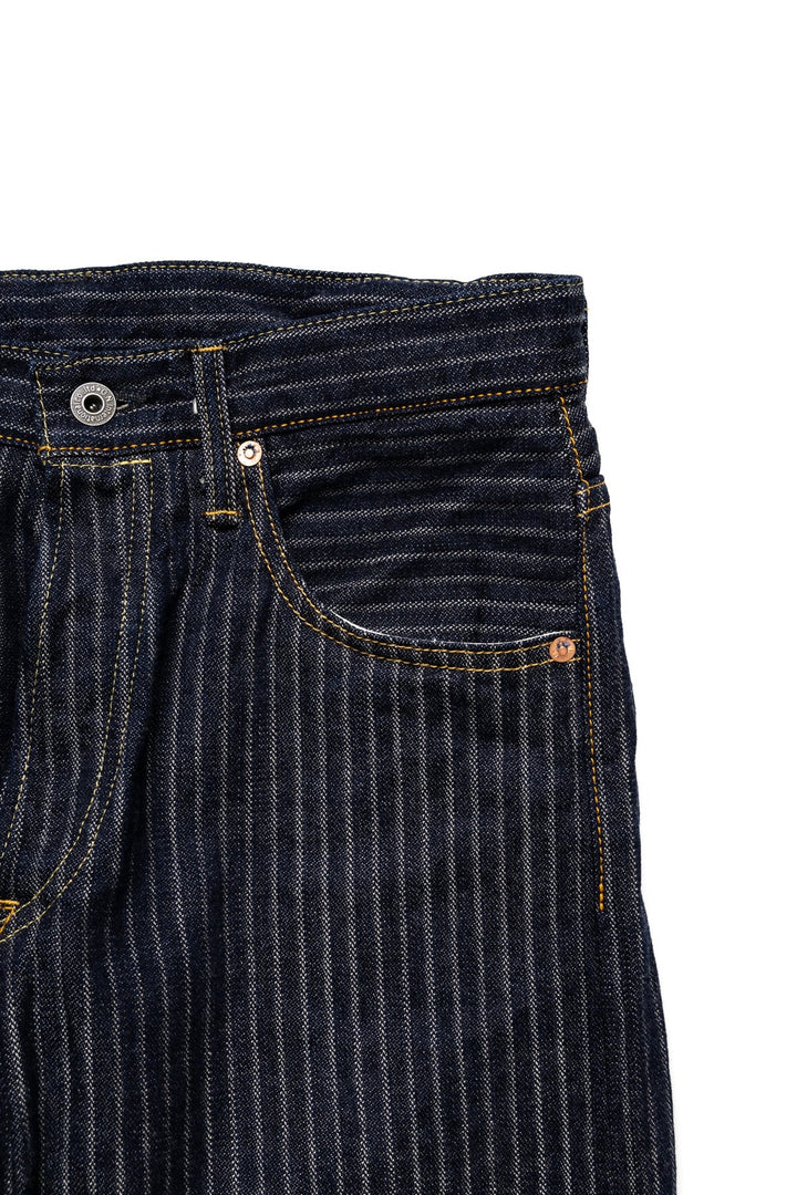 ONI-022-HJS Relax Straight Drop Needle Stitching Jacquard Striped Denim