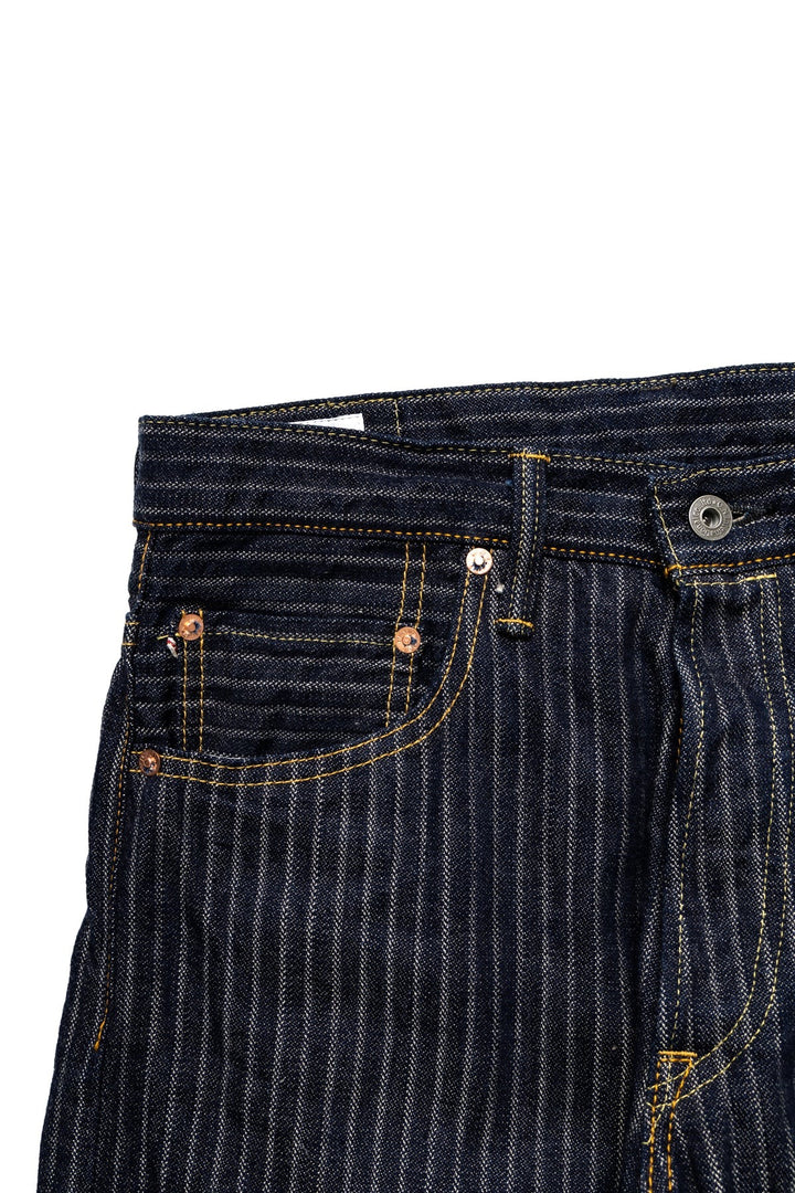 ONI-022-HJS Relax Straight Drop Needle Stitching Jacquard Striped Denim