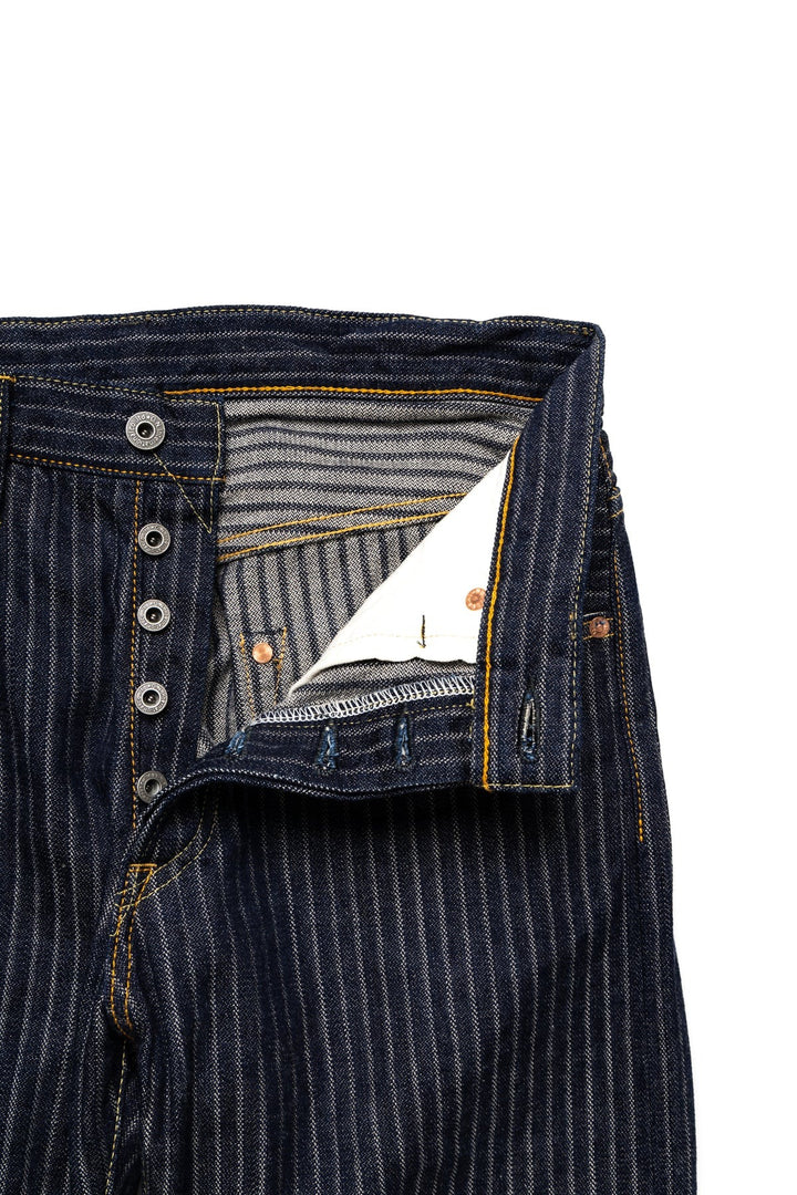 ONI-022-HJS Relax Straight Drop Needle Stitching Jacquard Striped Denim