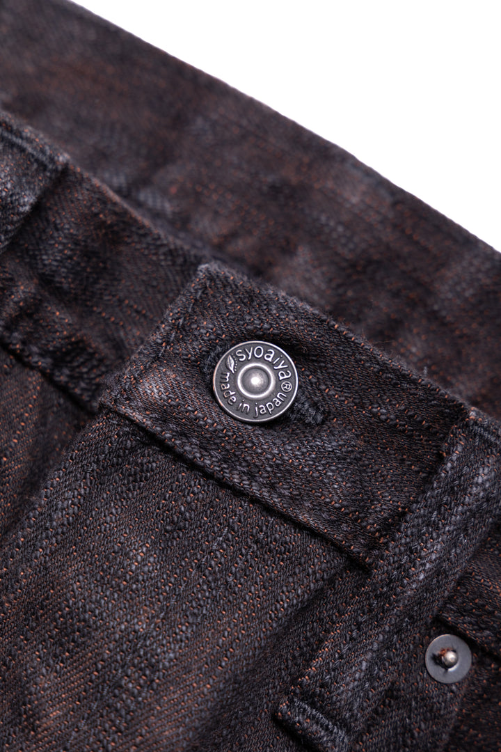 PER-EX-019-BK 15oz Extra Slub Denim Relaxed Tapered - Black x Persimmon