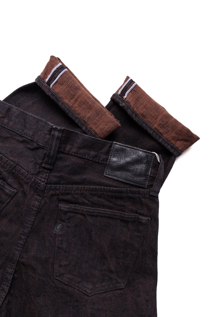 PER-EX-019-BK 15oz Extra Slub Denim Relaxed Tapered - Black x Persimmon