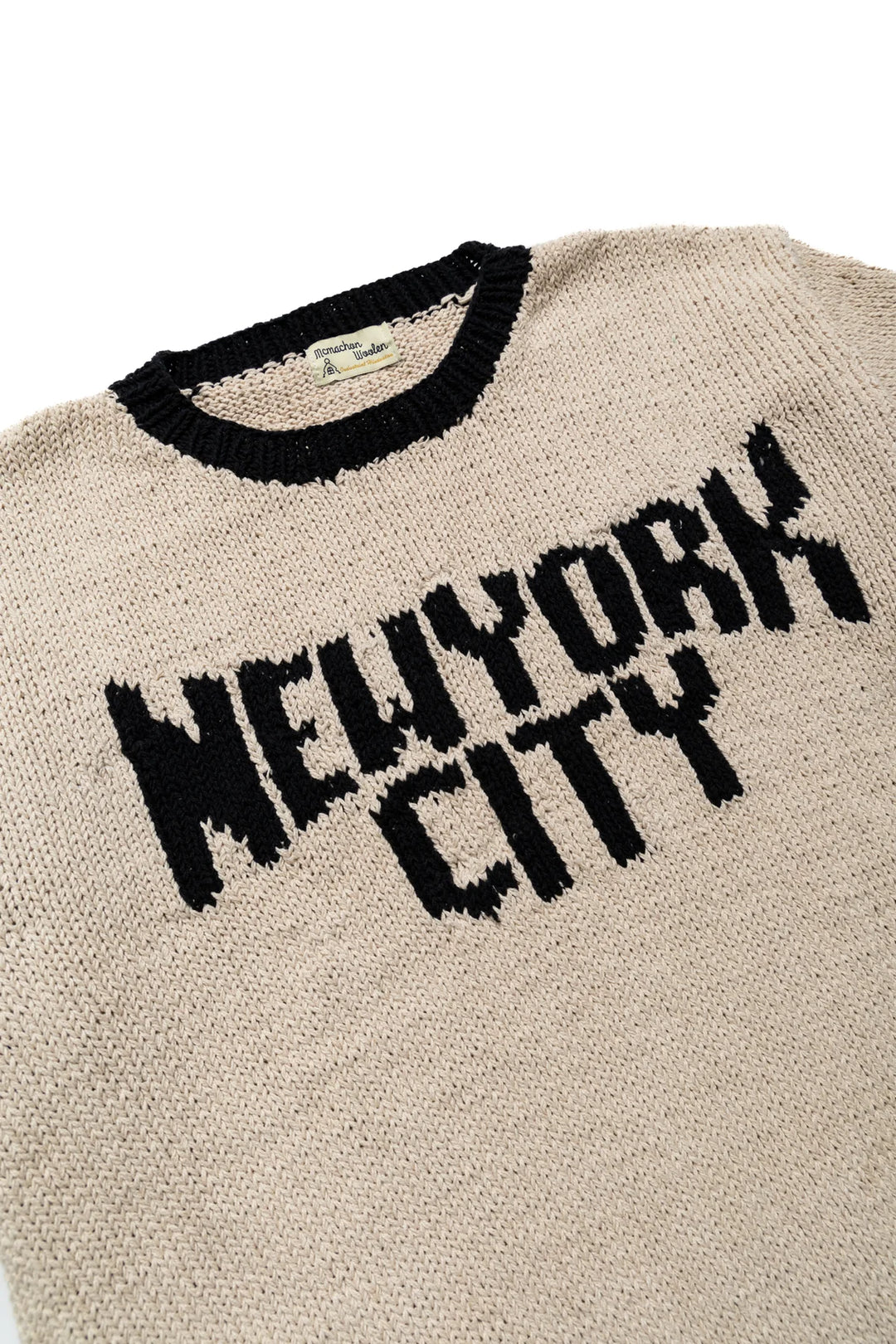 Handmade "New York City" S/S Crewneck Knit Ringer - Natural