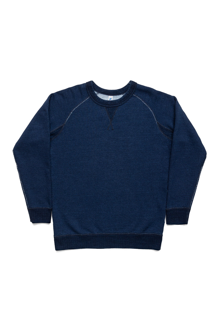 Yarn Dyed Indigo Sweatshirt - Indigo Sashiko