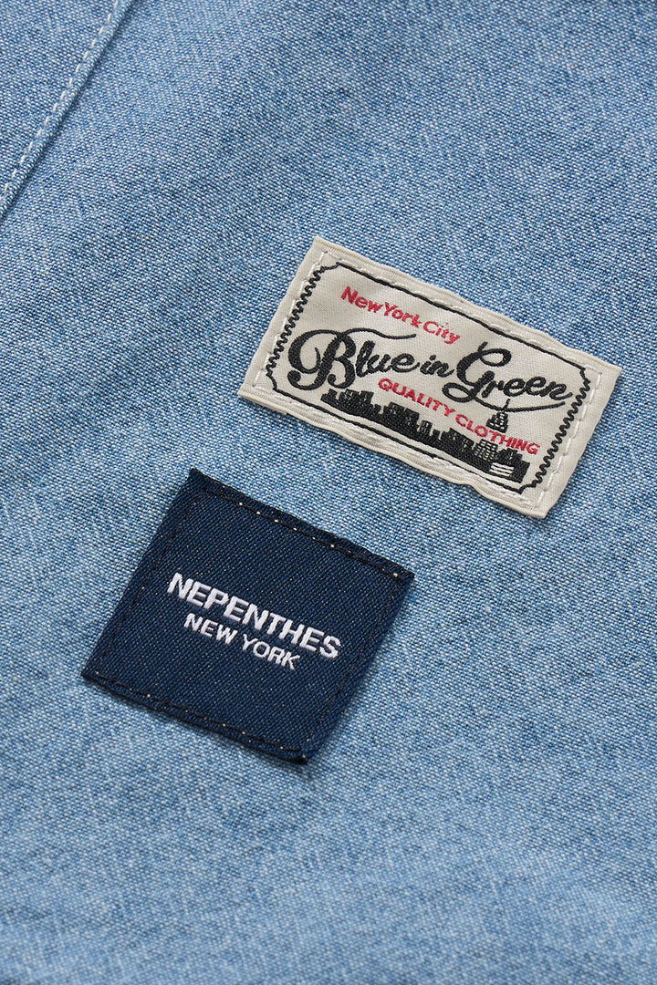 S/S Cargo Shirt for Nepenthes NY and Blue in Green - Light Blue