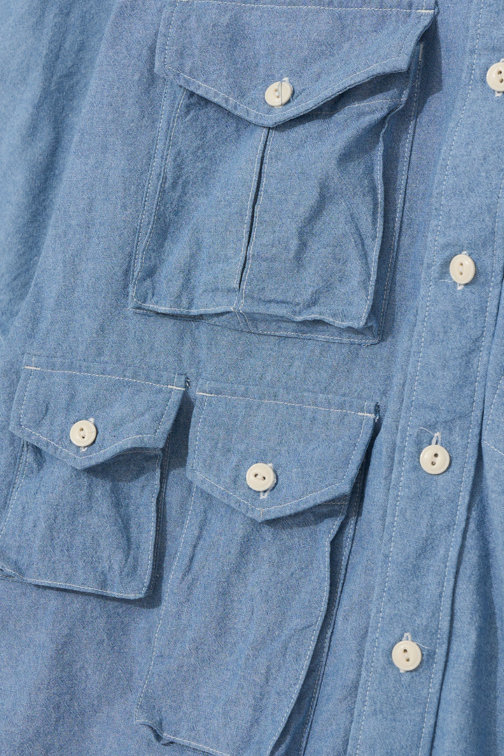 S/S Cargo Shirt for Nepenthes NY and Blue in Green - Light Blue