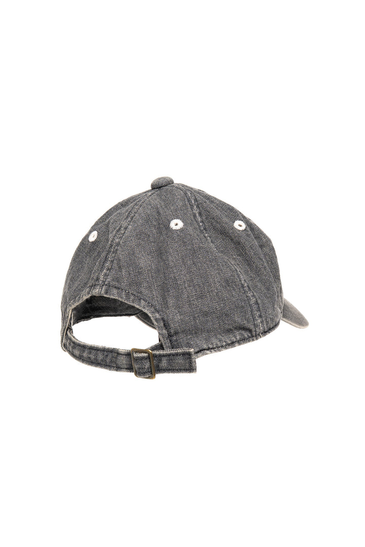 6Panel Denim Baseball Cap 'F' Patch - Vintage Wash - Black