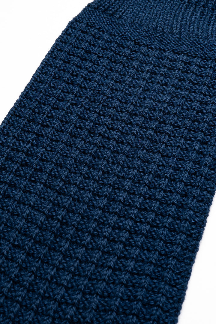 Cotton Waffle Crew Sock - Dull Blue